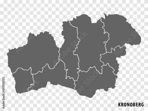 Blank map Kronoberg County of Sweden. High quality map Kronoberg County on transparent background for your web site design, logo, app, UI. Sweden. EPS10.