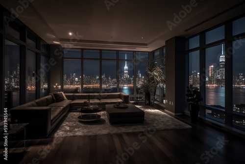 Luxury penthouse with NY view. Generative AI