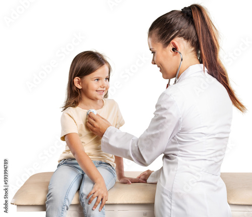 Young woman doctor with little girl