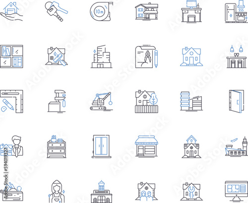 Homely line icons collection. Cozy, Comfortable, Inviting, Warm, Relaxing, Familiar, Welcoming vector and linear illustration. Homey,Domestic,Nesting outline signs set