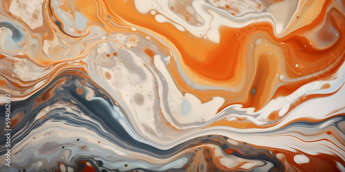 orange and grey liquid paint background, abstract movement,