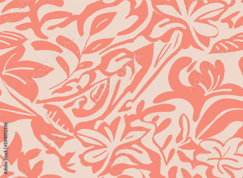 hand drawn abstract tropical leaves pattern perfect for decoration and textile