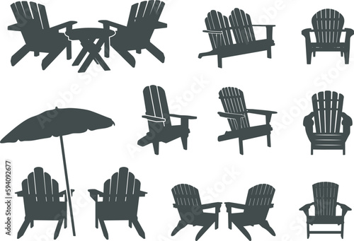 Adirondack chair silhouette, Adirondack chair SVG, Chairs silhouette