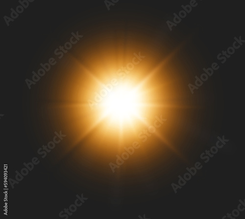 Lens flare, explosion and light in transparent png with dark background, flame and sparkle abstract. Sunshine special effect, glow and flash with color, burst and creative mockup for illustration