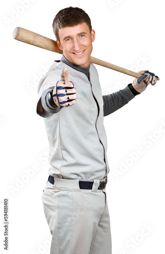 Baseball Player with Thumb Up - Isolated