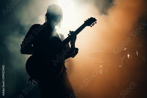 Rock guitar player smoke. Generate Ai