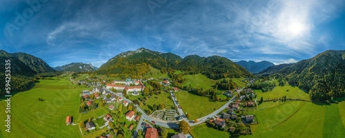 Sonniger Herbsttag rund um Kloster Ettal, 360 Grad Rundumblick