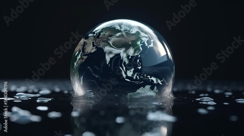 Water drop with earth for World Water Day. Generative AI