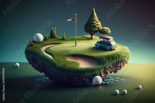 Abstract mini golf course field, AI generated