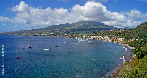 Panoramic of Saint-Pierre, Martinique Island, France