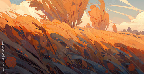 background with a range of warm, golden colors in flowing. digital art illustration. generative AI
