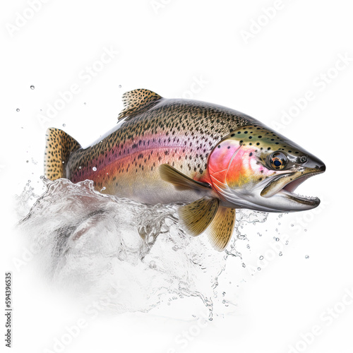 Rainbow trout - Oncorhynchus mykiss - Trota Salmonata isolated on white
