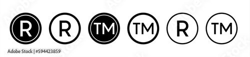 Set of registered trademark symbols in black vector 10 eps.