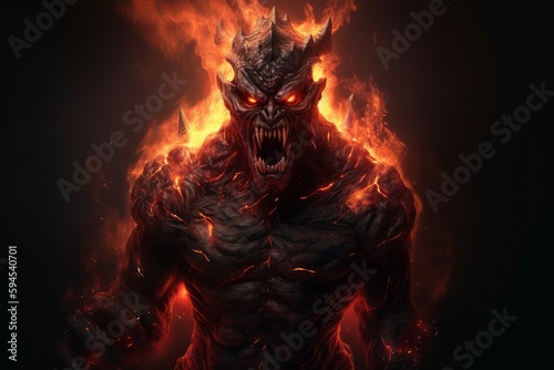 Dark fire monster. Generate Ai