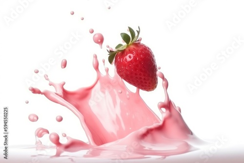 Strawberry milk eco splash. Generate Ai