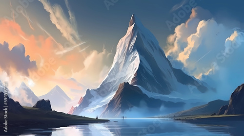 Illustration of beautiful view of Matterhorn, Switzerland