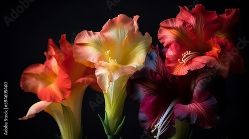 electric beauty of a gladiolus. AI generated