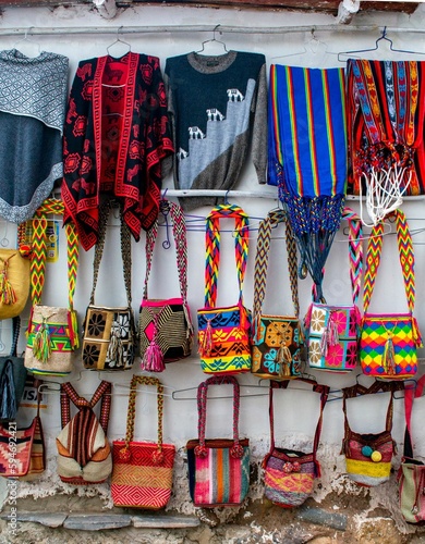 Sale of clothes handmade by the inhabitants of the town of Pisac.