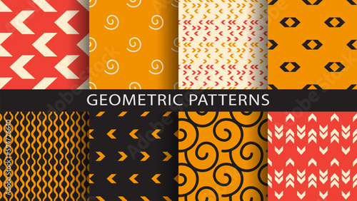 A set of seamless geometric patterns