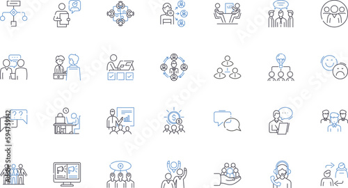 Talks line icons collection. Speeches, Lectures, Discourses, Conversations, Presentations, Communication, Dialogues vector and linear illustration. Monologues,Keynotes,Discussions outline signs set