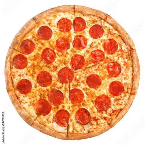 Pizza Pepperoni, isolated on white background, full depth of field