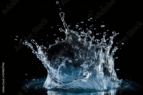Water splash on black background generative AI