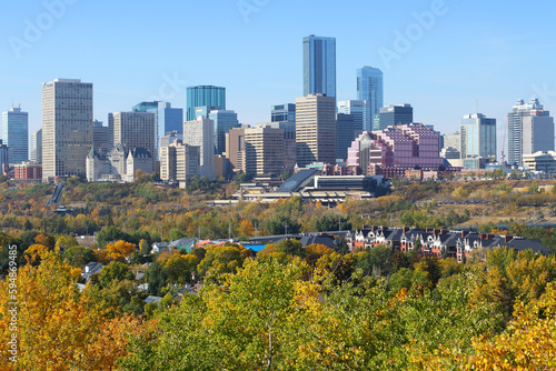 Cityscape of Edmonton, Alberta, Canada, during the autumn season. 