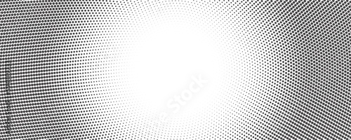 Dotted background. Abstract halftone concentric pattern. Gradient mosaic radial texture. Vector