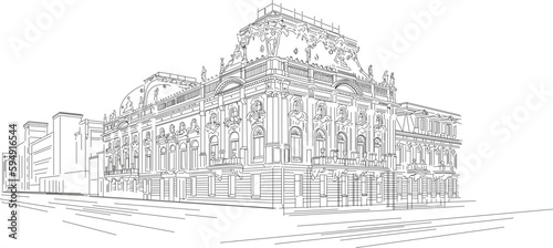 Poznanski Palace, Lodz, Poland, Pałac Poznańskiego, Łódź, vector art