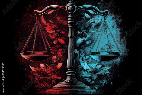 scales of justice, with both sides in balance, symbolizing fairness and equality, created with generative ai