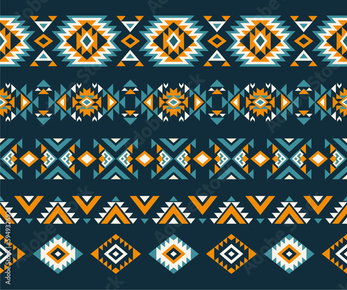 Aztec seamless border. Navajo decoration symbol, boho geometric template, rug. Ethnic motif. 