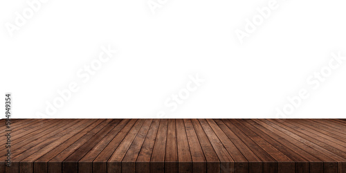 Empty wood table transparent background For product placement