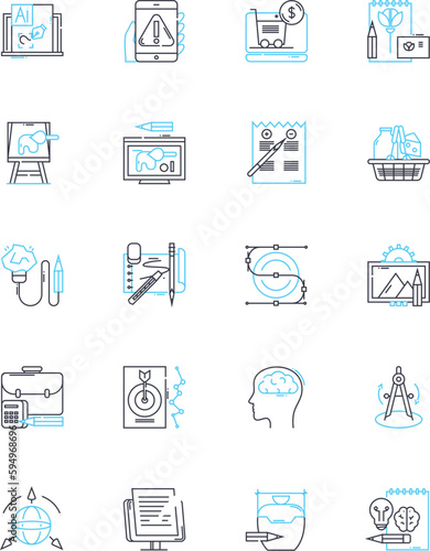 Guerrilla marketing linear icons set. Ambush, Stealth, Disruptive, Unconventional, Creative, Innovative, Sneaky line vector and concept signs. Fearless,Daring,Bold outline illustrations