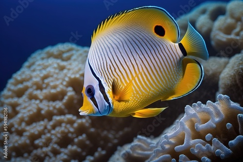 The chaetodon semilarvatus butterfly fish. reefs provide food for fish. Generative AI