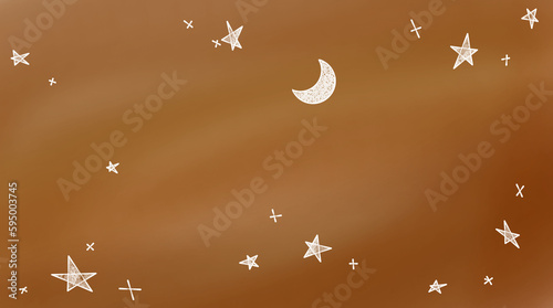 茶色の星空と三日月 グラデーション 3412×1901