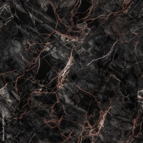 Hopeless marble surface foundation, common marble with brown wavy veins. Seamless pattern, AI Generated