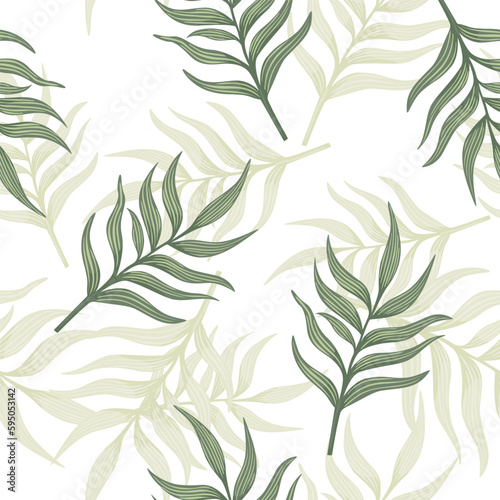 Fern leaf wallpaper. Abstract exotic plant seamless pattern. Tropical palm leaves pattern. Botanical texture.