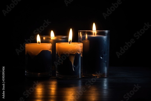 Illuminated candlelight on dark backdrop