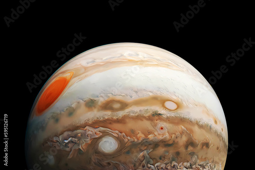 The planet Jupiter on a dark background. Elements of this image furnished NASA.