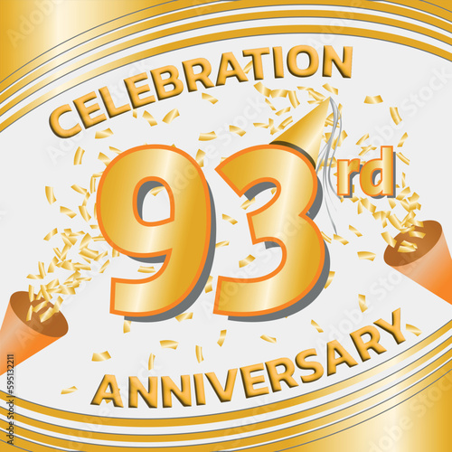 Celebration Anniversary 93 Years with Golden Confetti