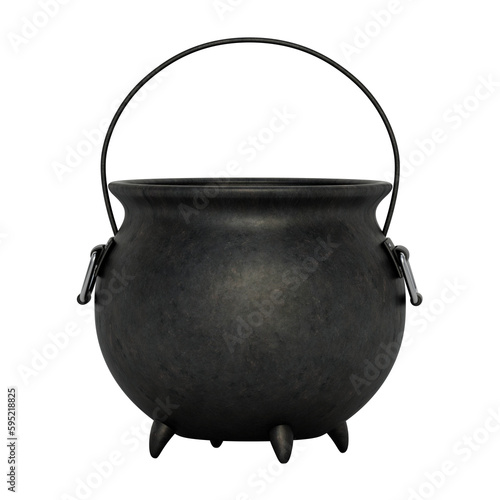 Witch cauldron on transparent background. 3D