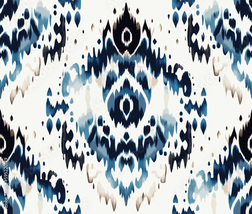 Folklore ornament ikat. Tribal ethnic vector textures. Seamless striped pattern in Aztec style. Folk embroidery. Indian, Scandinavian, Gypsy, Mexican, African carpet 