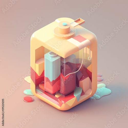 Nowoczesna kroplówka 3d izometryczne, transfuzja - Modern 3d isometric drip, transfusion - AI Generated