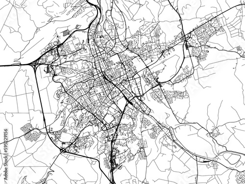 Vector road map of the city of Nancy in France on a white background.