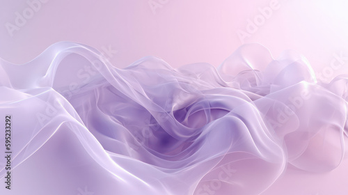 abstract background of a wave of ether or light fabric in lilac tones. Generative AI