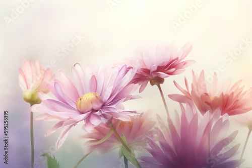 Pretty Watercolor Flowers Banner for Mother's Day Greetings, Generative AI 