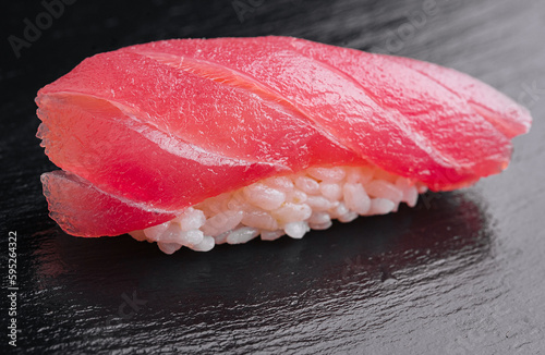 Japanese Nigiri sushi with raw tuna fillet