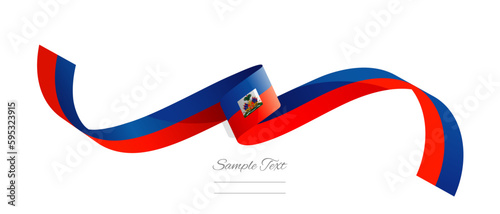 Haitian flag ribbon vector illustration. Haiti flag ribbon on abstract isolated on white color background