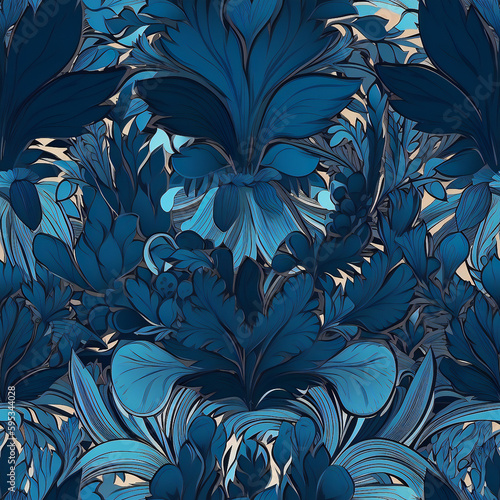 seamless pattern with blue flowers , seamless texture., Generative AI