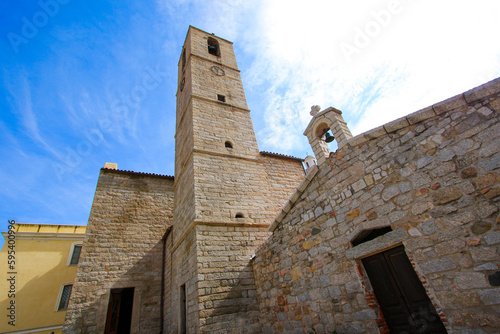 Exterior of the Parish Church of Saint Paul the Apostle in the historical city center of Olbia, an old town located by the Tyrrhenian Sea on the Costa Smeralda ("Emerald Coast") in Sardinia, Italy